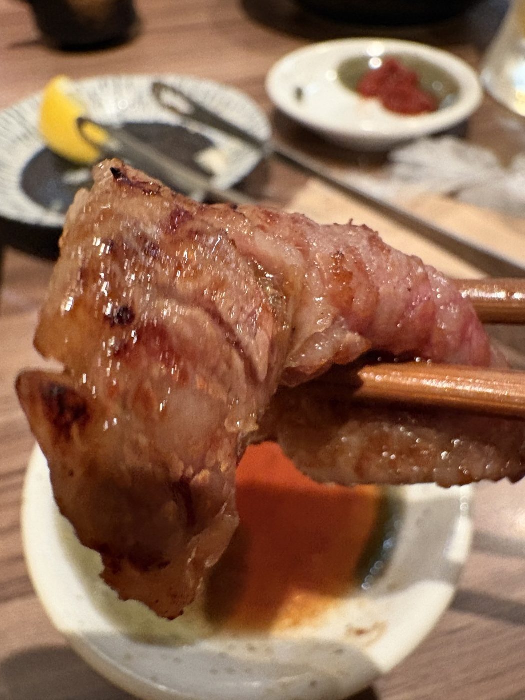 焼き上がり。タレをくぐらせて